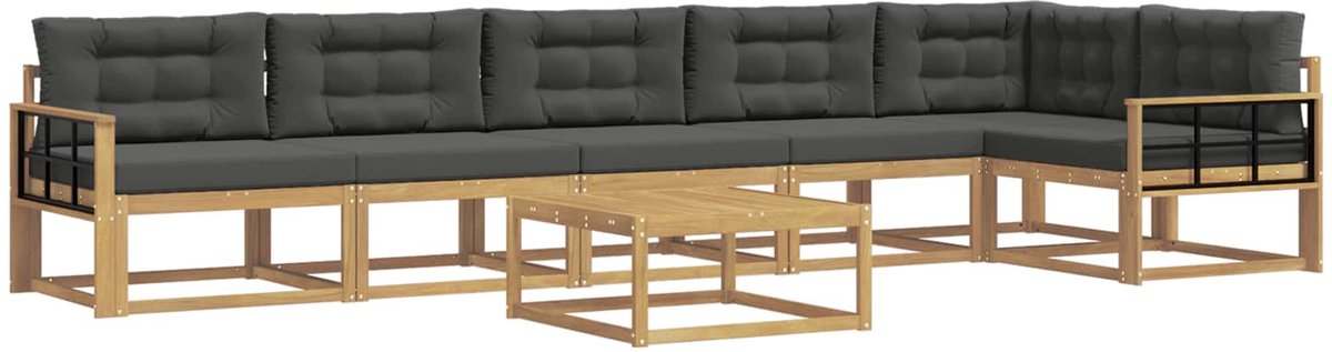 vidaXL Buiten - bank - set - 7 - st - 6-zits - Wit - en - antracietkleurig - Polyester Wit en antracietkleurig