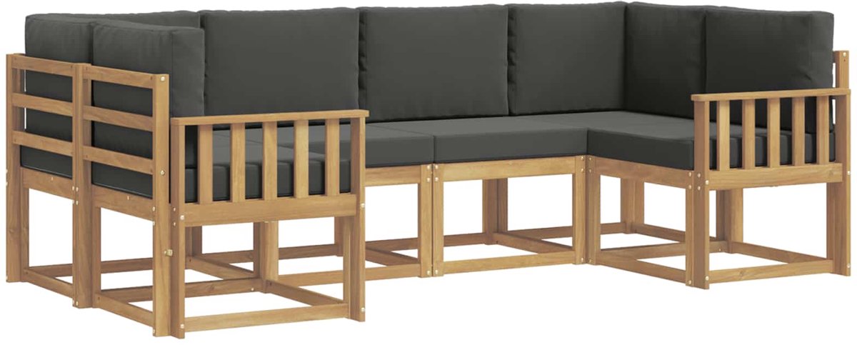 vidaXL Buiten - bank - set - 6 - st - 6-zits - Wit - en - antracietkleurig Wit en antracietkleurig