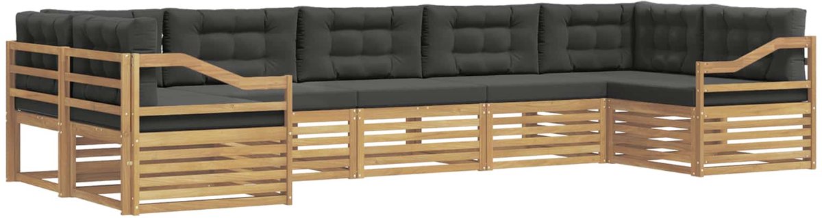 vidaXL Buiten - bank - set - 7 - st - 7-zits - Wit - en - antracietkleurig - Polyester Wit en antracietkleurig