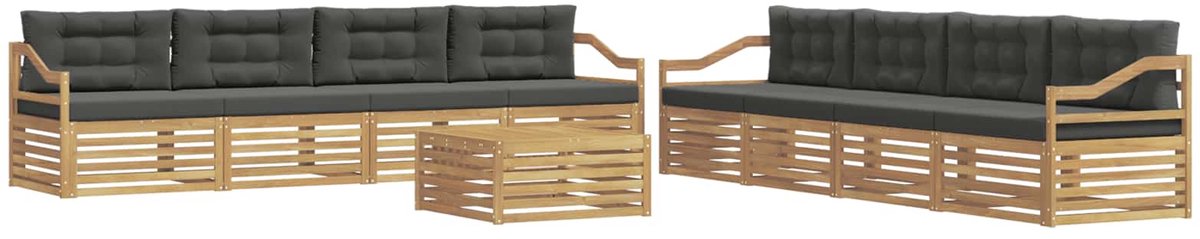 vidaXL Buiten - bank - set - 9 - st - 8-zits - Wit - en - antracietkleurig - Polyester Wit en antracietkleurig
