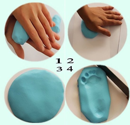Handafdruk Voetspoor Fotolijst voor Baby's - Perfecte Douchegift - Niet-giftige Klei - Wit Houten Frame - Jongens Meisjes. van Bubzi Co. — afbeelding 4