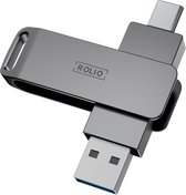 Rolio USB Stick SSD 128GB - SSD snelheid 4Gbps - 4000Mbps - USB C en USB A