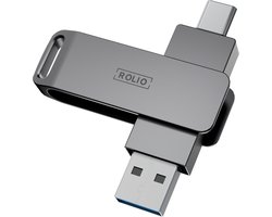 Rolio USB Stick SSD 128GB - SSD snelheid 4Gbps - 4000Mbps - USB C en USB A