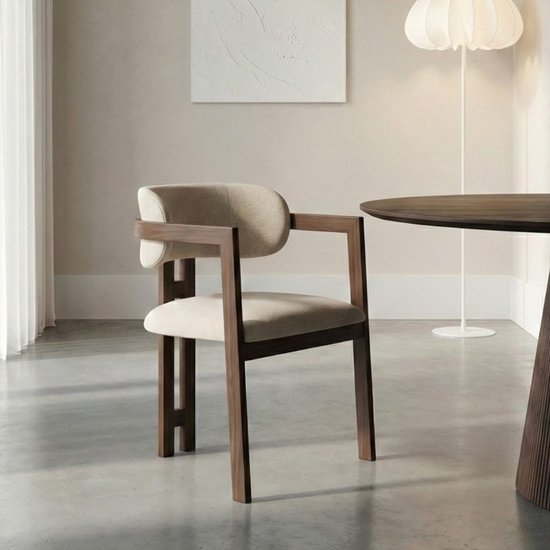 Colenis® - Chaises de salle à manger Enzo - Set de 4 - Taupe - Tissu en lin - Siège rembourré de Luxe - Design industriel - Pieds en métal - Chaise