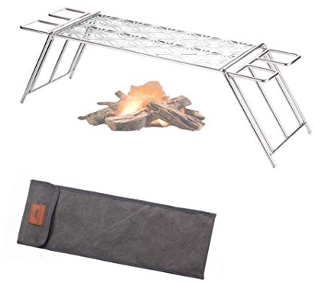 Campingmoon RVS Grillrooster 50 cm – Smal Kampvuur Rooster – Kookrooster voor BBQ & Outdoor - Opvouwbaar met Draagtas