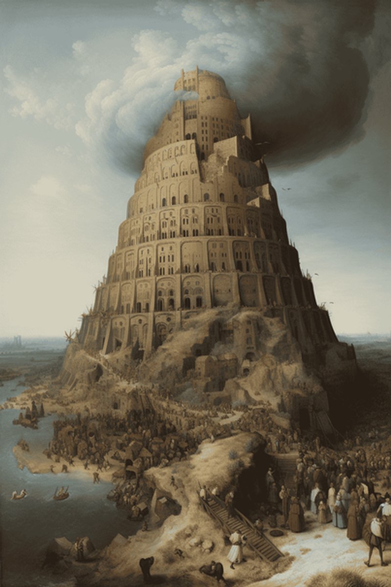 Bijbel Posters - Toren van Babel - Vintage - Abstract - Wanddecoratie - Interieur Design - posters - formaat 30x40cm - XS239