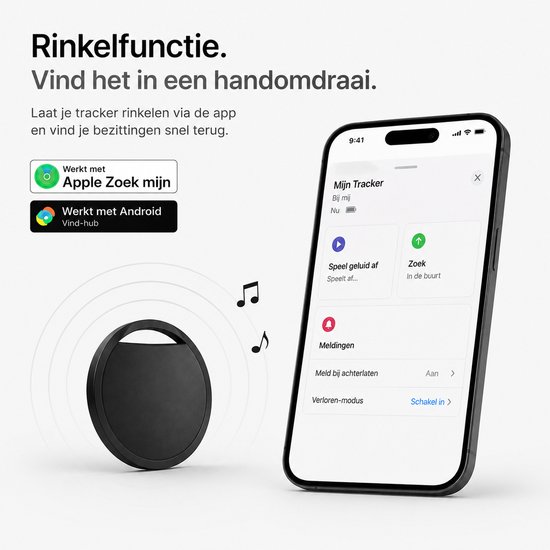 GPS Tracker - Werkt met Apple Find My & Android Find My Device - Locatie Tracker - Waterbestendig - Vervangbare batterij - Zwart