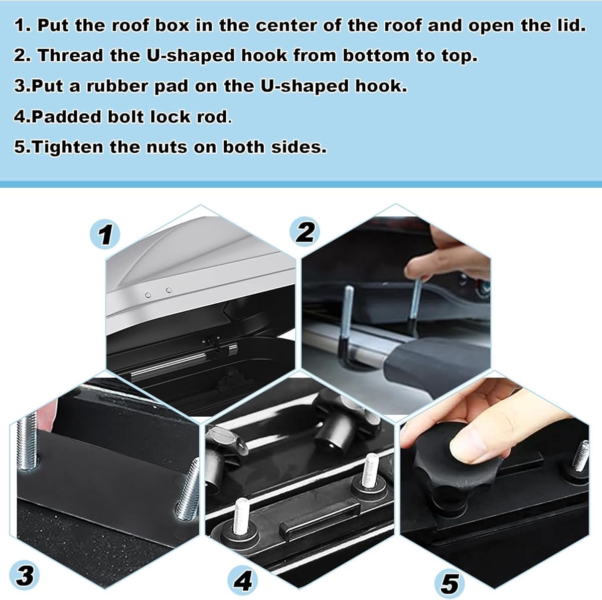 Dakbox Bevestigingsset - Universeel Dakdragerset - Gegalvaniseerd Staal - Anti-slip Rubber - Snelle Montage - Voor Auto, Camper & Reis – foto 4