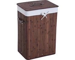 Killogood Smalle wasmand met deksel - 72L - met handgreep - verwijderbare waszak - voor wasruimte - slaapkamer - badkamer - donkerbruin