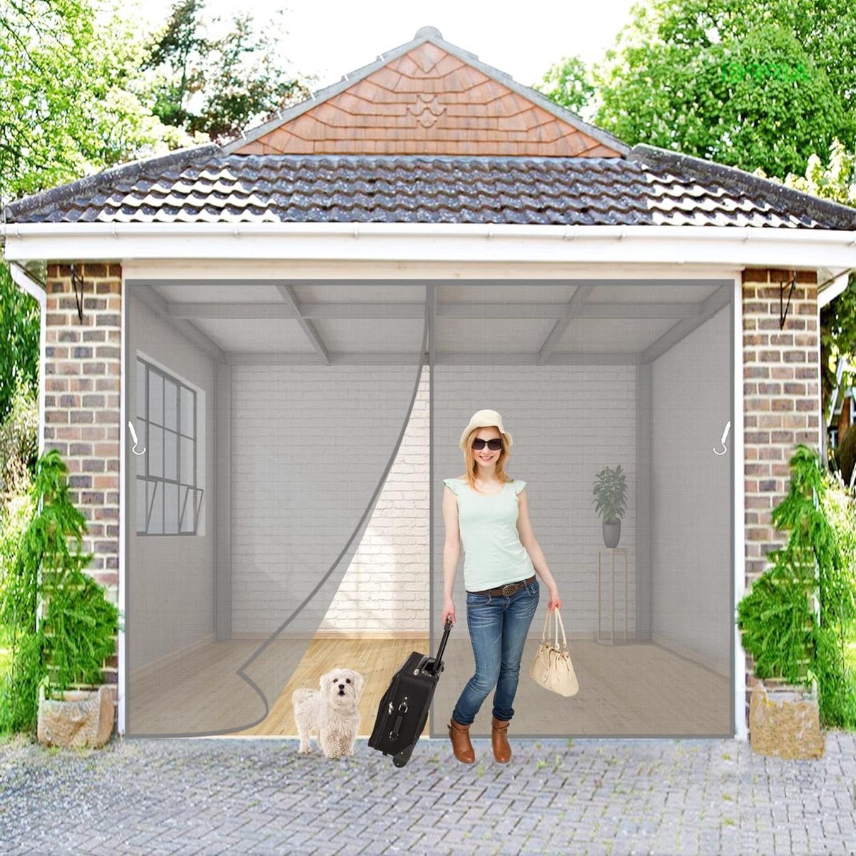 Hordeur - Vliegengordijn Deur - Insecten Buiten Houden - Automatisch Sluitend - 100x250 cm - Grijs