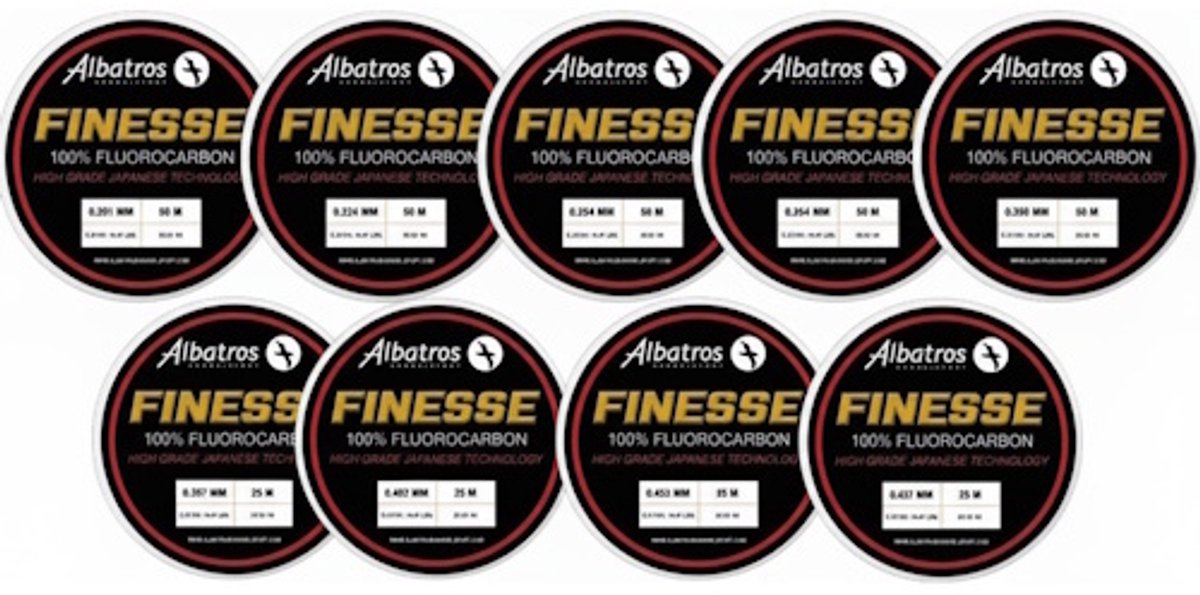 Albatros Finesse Fluorocarbon - soepele, sterke en onzichtbare fluorocarbon lijn voor elke visserij 0,50MM / 25M