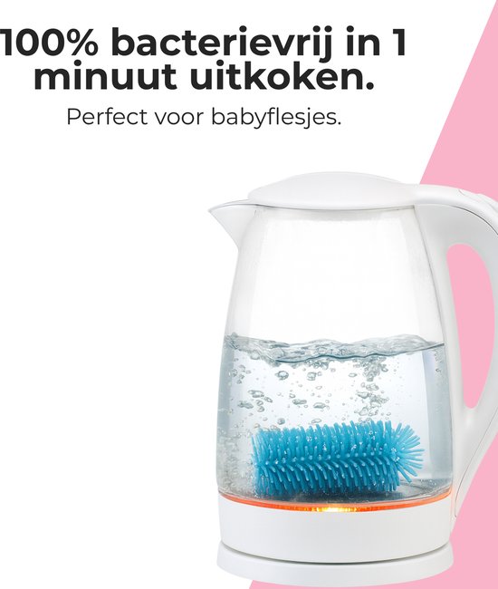 Flessenborstel Baby Siliconen – 3-delige Set – Roze – Flessenreiniger / Fles Borstel – Babyflessen & Zuigflessen – BPA-vrij - Flesvoedingsaccessoires — afbeelding 4