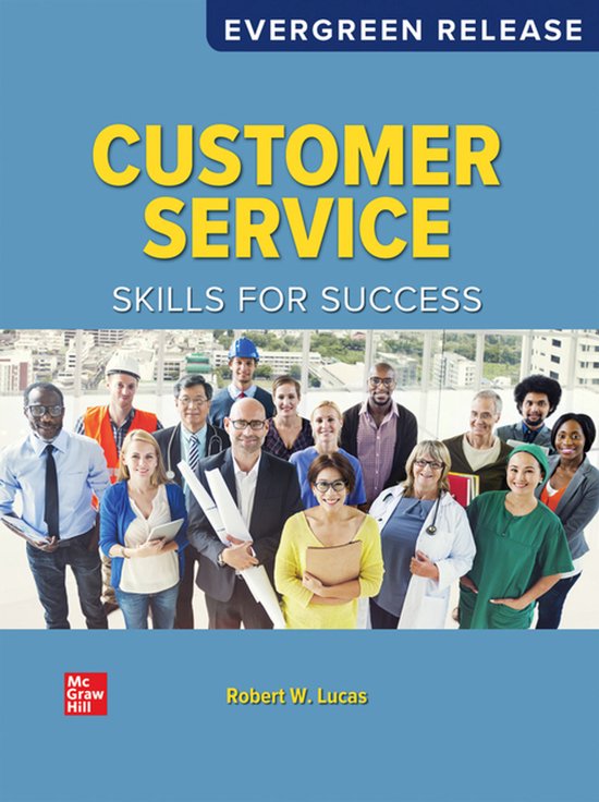 Boekomslag 'Customer Service: Skills for Success' met een diverse groep professionals in werkkleding.