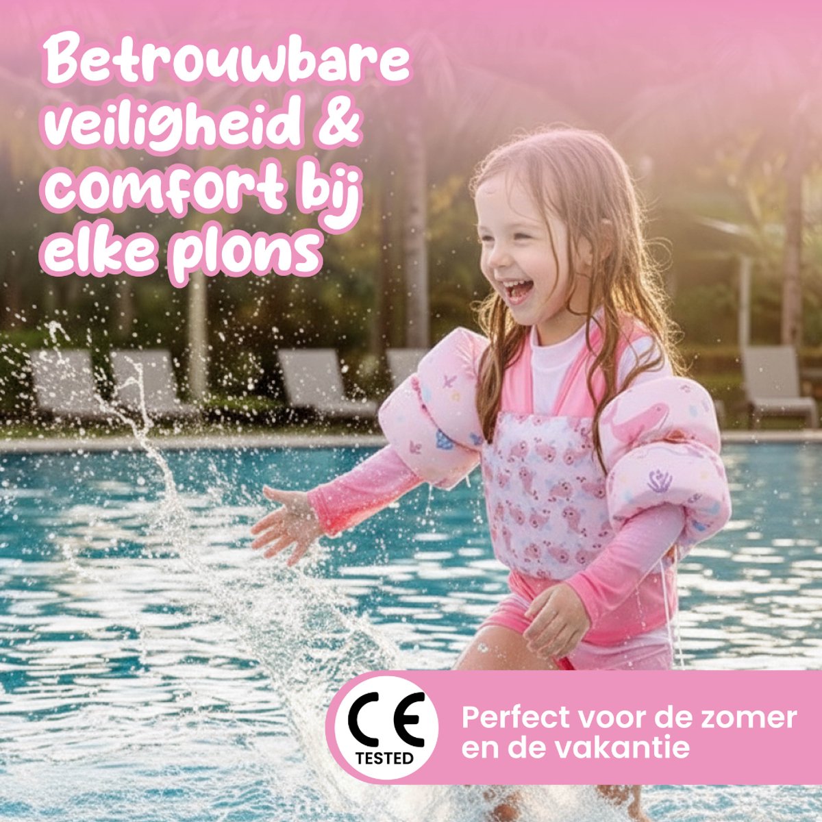 Montzys® Puddle Jumper Roze - Zwembandjes & Zwemvest - Reddingvest Kind - Drijfvest & Zwemvleugels - Swimtrainer & Zwemgordel - Kinderen van 2 tot — afbeelding 7