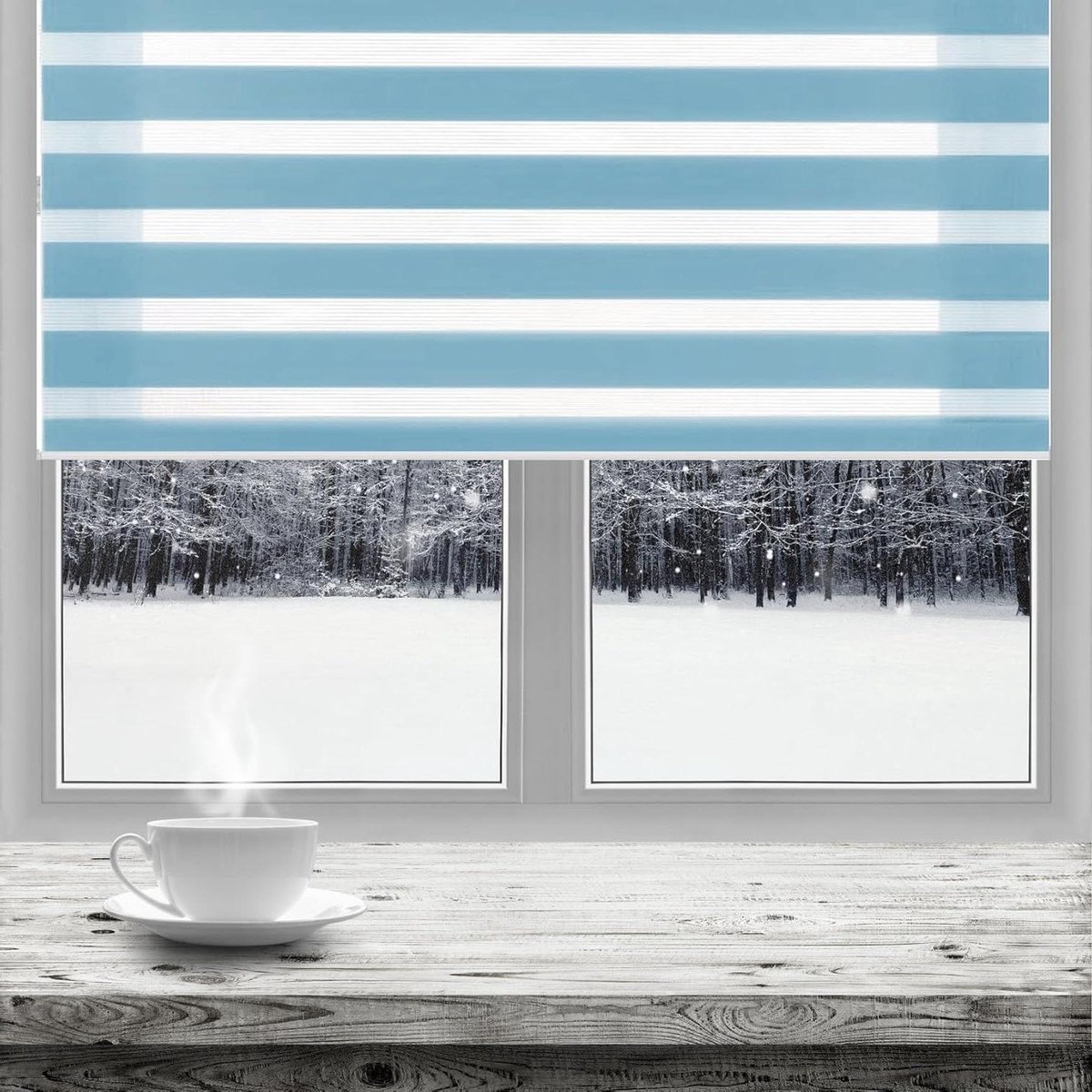 Jaloezieën - Rolgordijnen Raambekleding - Privacy en zonwering - Lichtregeling en verblindingsbescherming - 60 x 350 cm - Blauw