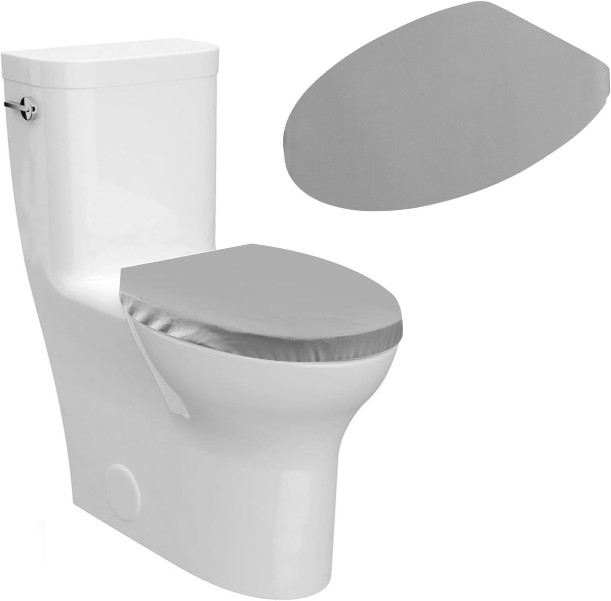 Toiletzittinghoes - Toiletdekselhoes - Toiletondersteuning - Elastische onderkant - Geschikt voor de meeste toiletten - Grijs