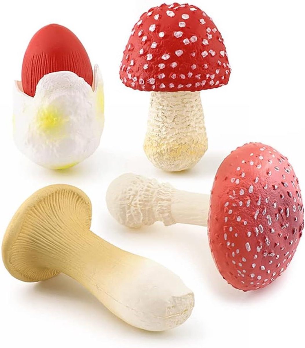 Decoratieve Paddenstoelen - Kunst Paddenstoelen - Miniatuur Tuin Decoratie - Realistisch Handbeschilderd Design - 4 stuks - Bruin