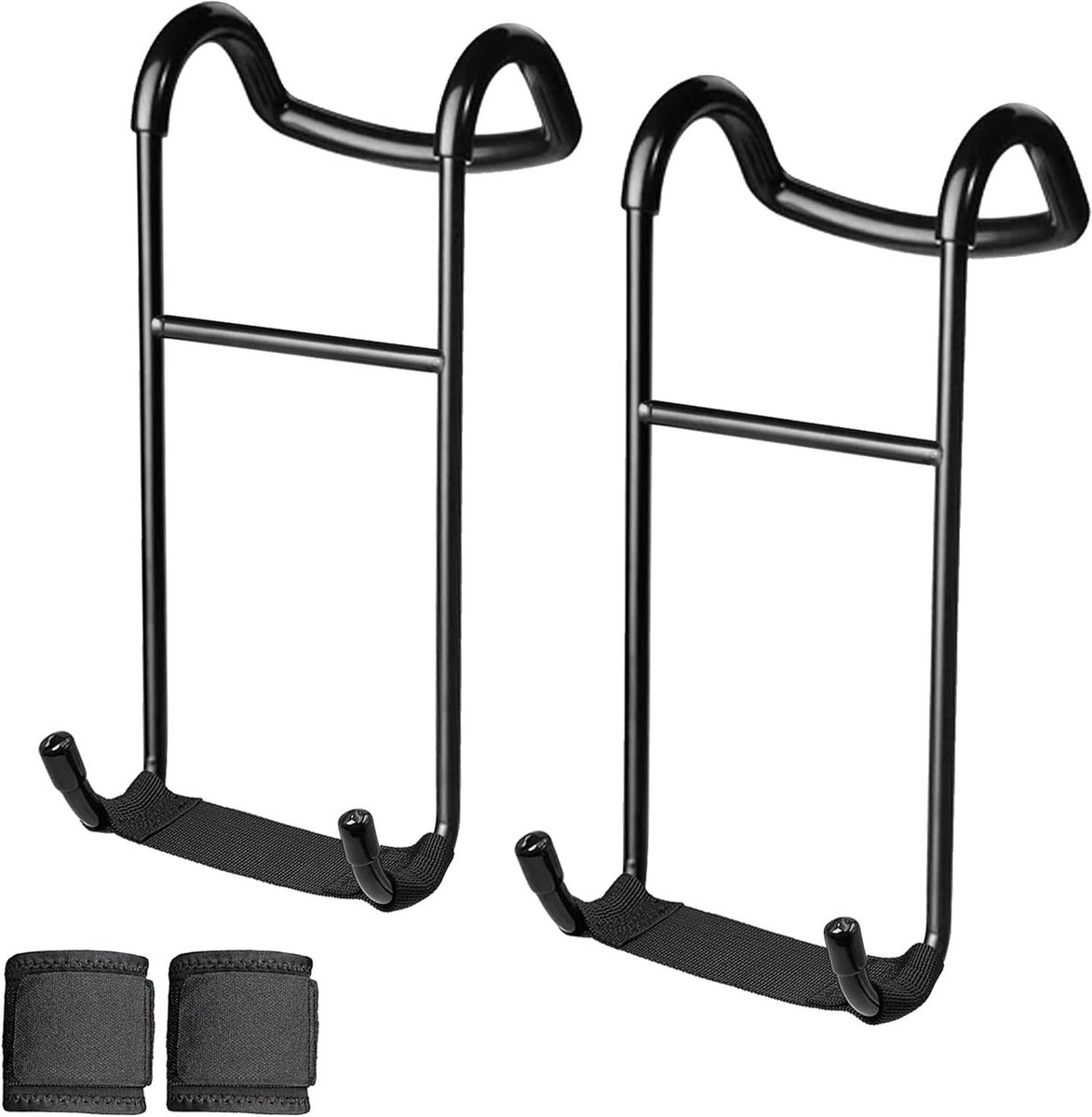 Halter Spotter Haken - Veiligheidshanger Halters - Borst Schouder Training - Ergonomische Nylon Grip - tot 110 kg - Zwart