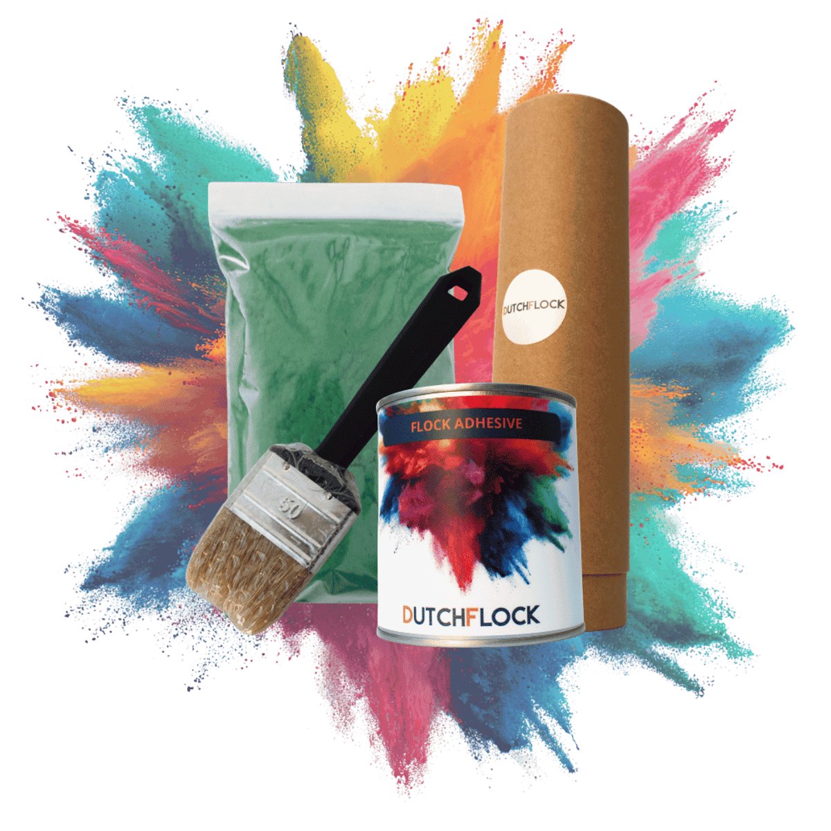 Flocking Kit Atom Green Small | 100gr. flocking poeder - 250ml flock lijm - applicator - kwast