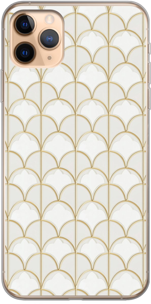 Telefoonhoesje Geschikt voor iPhone 11 Pro Max hoesje - Mozaïek - Bogen - Goud - Siliconen Telefoonhoesje Telefoonhoesje