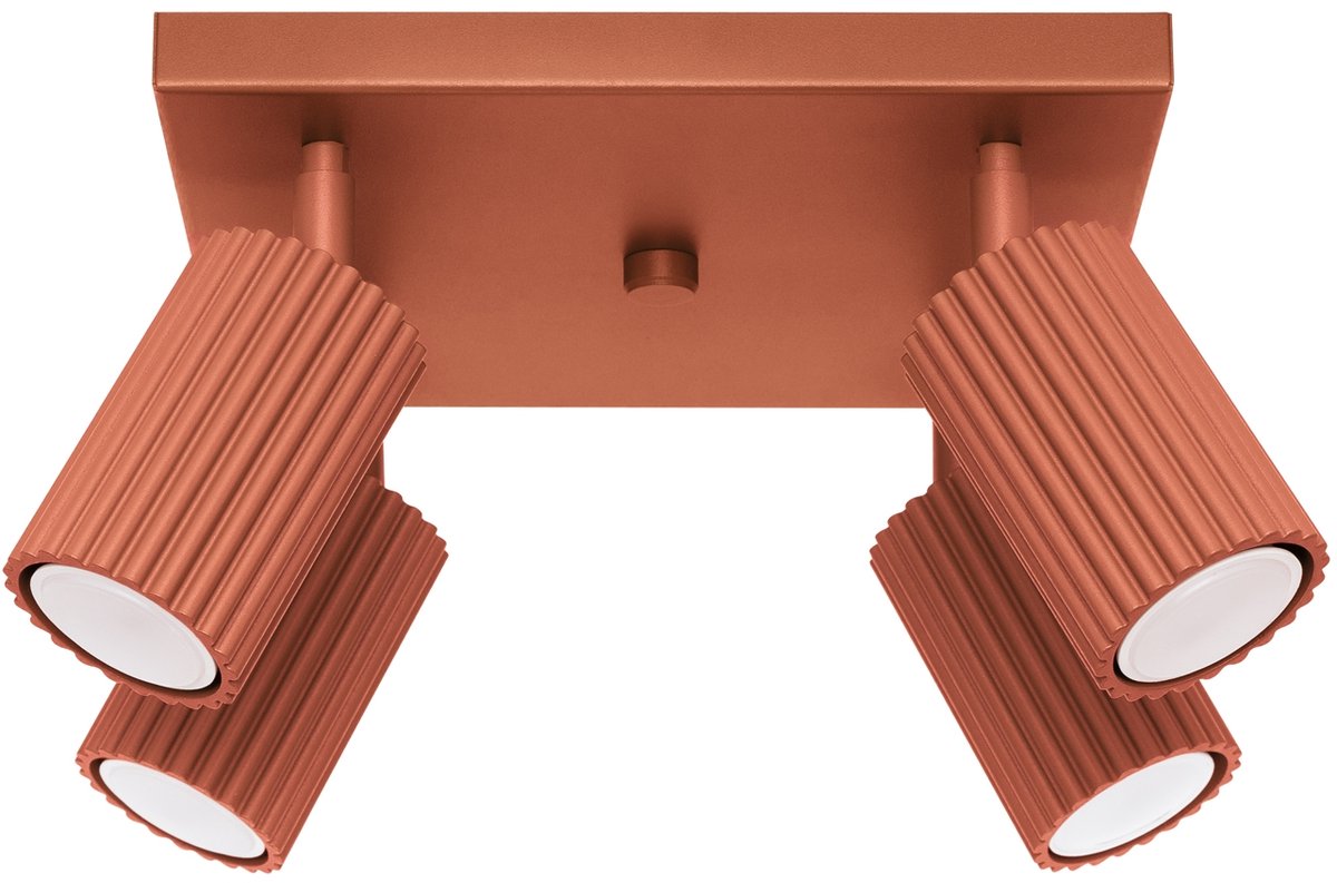 Lumilo Amber Serie - Reflektor Verlichting - 4x GU10 - Ochra Rood - Aluminium