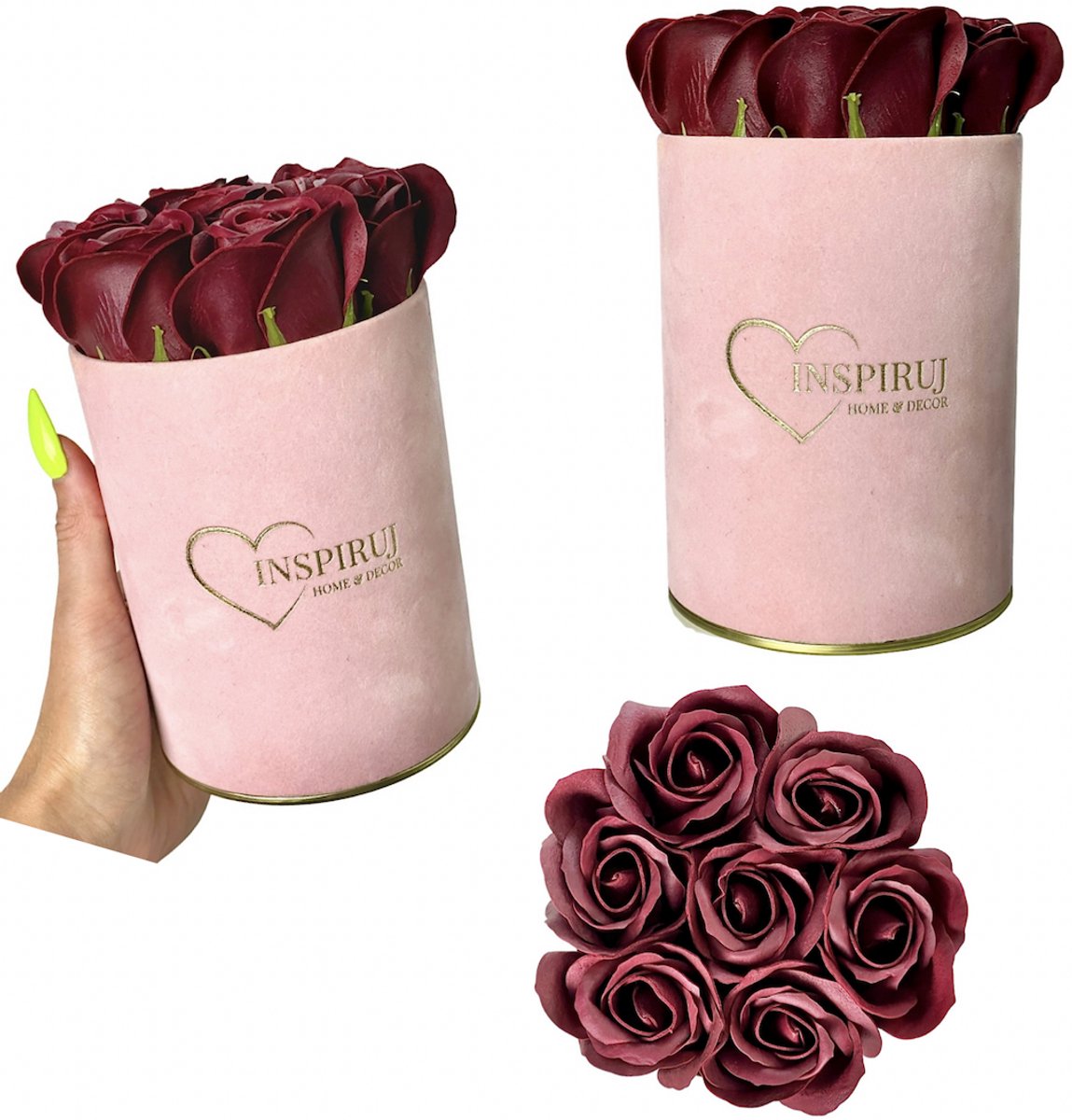 Inspiruj - Flowerbox - Rozen Mydlanen - Elegante Verpakking - Bordo