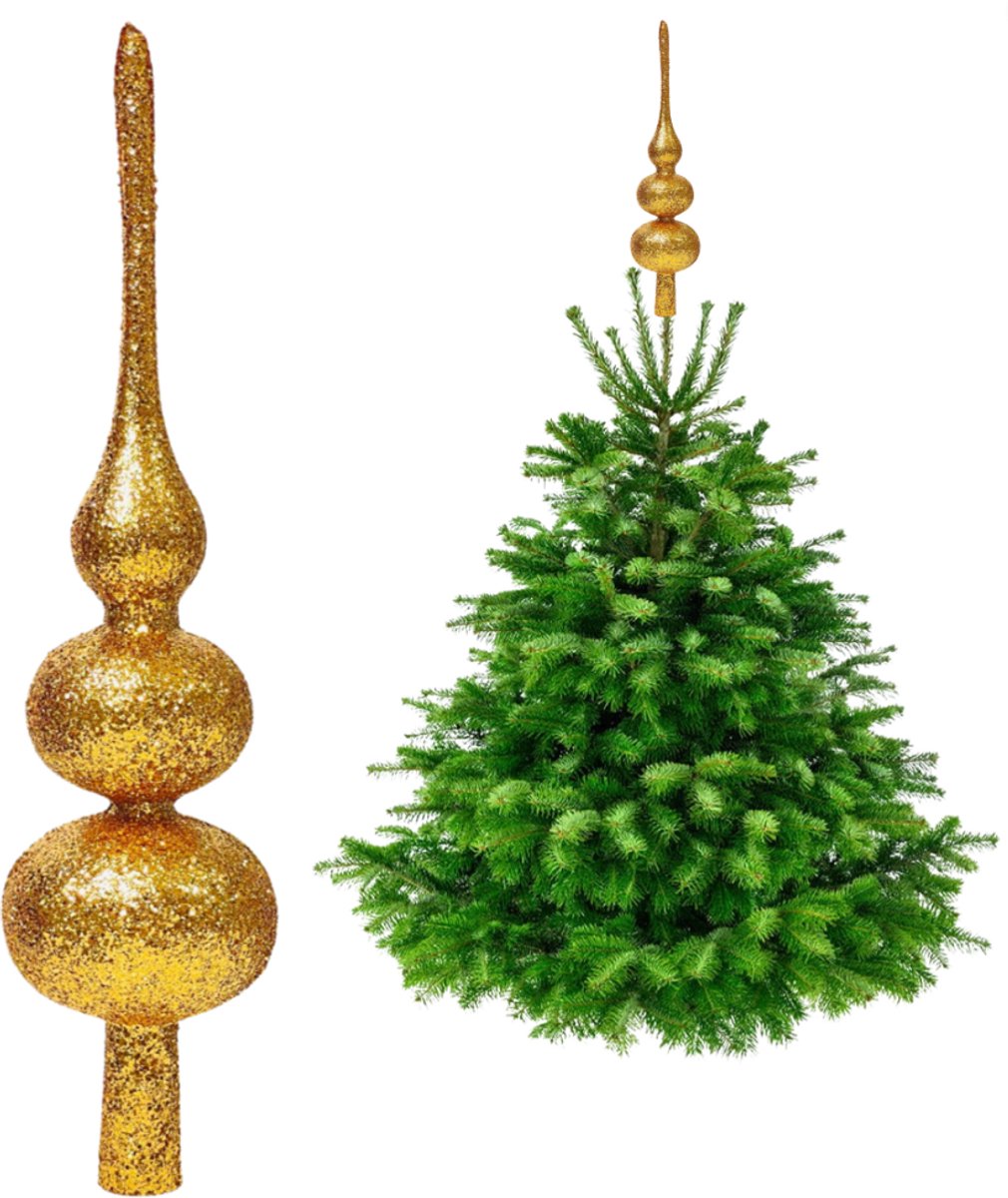Inspiruj - Czubek Choinkowy - Brokaten Ster - Goud - 34 cm