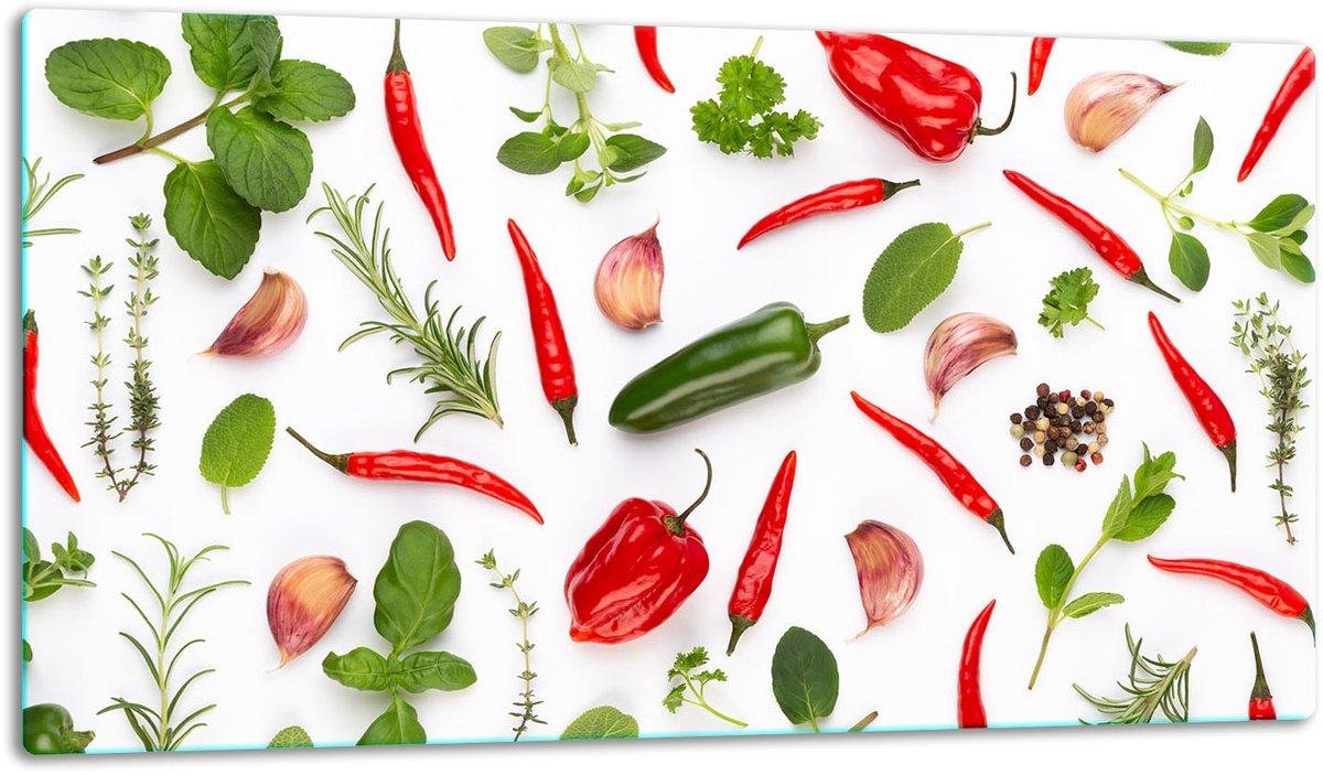 TMK ArtDeko - Snijplank - Glas - 52x30cm - Kleurrijk Paprika Motief