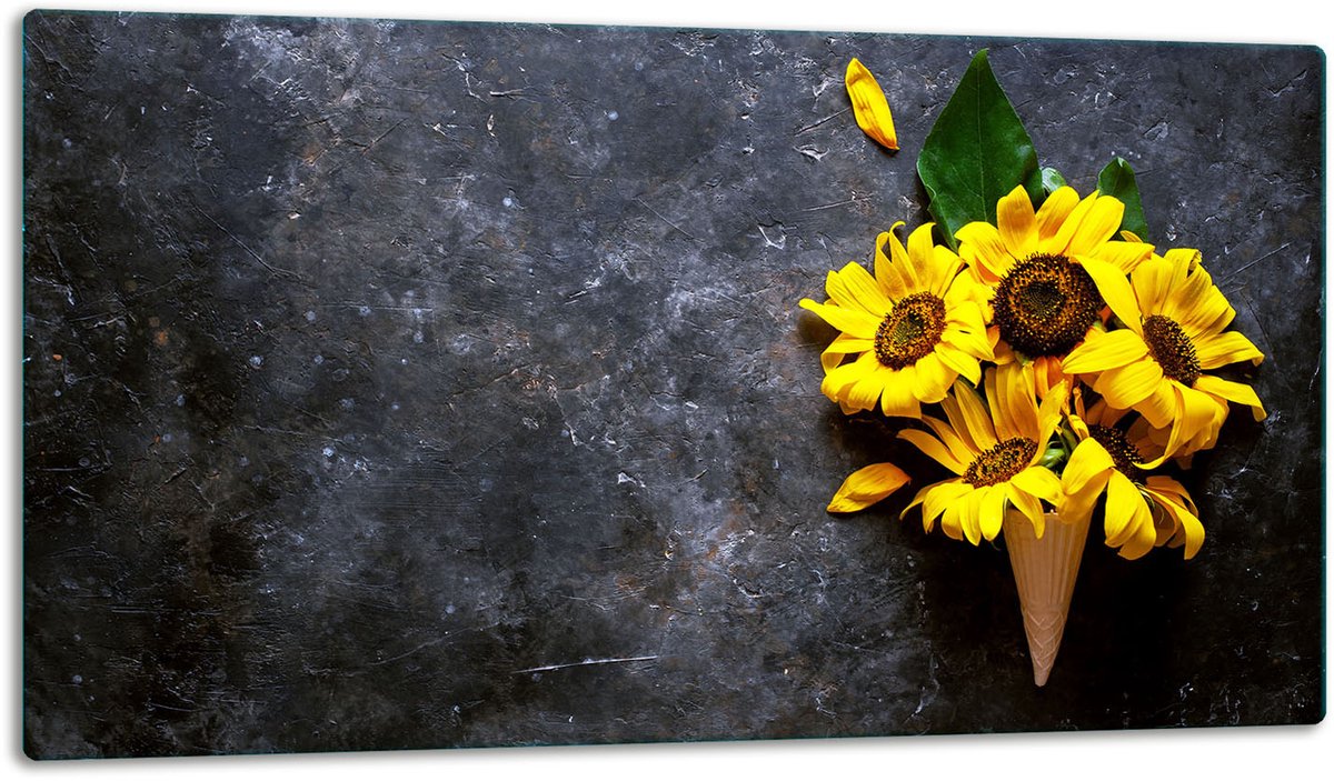 TMK ArtDeko Serie - Glazen Snijplank - 52x30 cm - Bloemenmotief - Hittebestendig