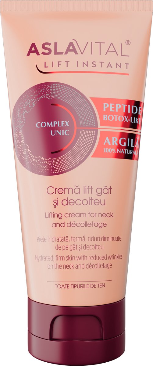 Liftende crème voor hals en decolleté, met Vitamin A en E - Amplified Peptide - Tightenyl® - liftend en verstevigend effect - Aslavital Lift Instant 100 ml