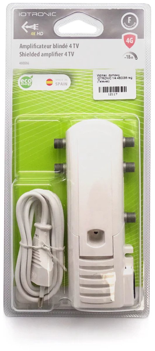 Televes IOTRONIC - Signaalversterker - Regelbaar - 4 Uitgangen - LTE790/4G Filter