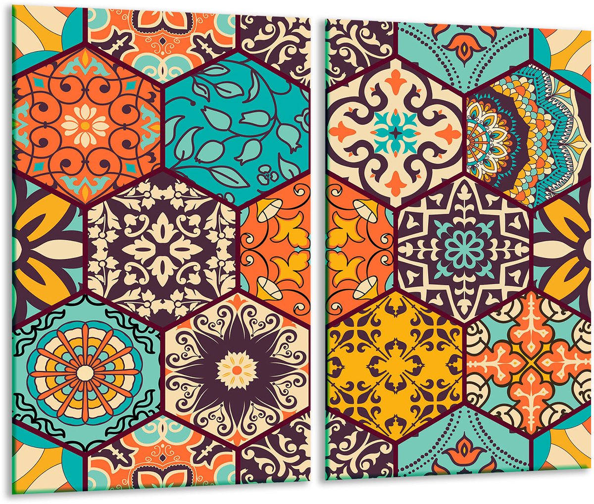 TMK ArtDeko Serie - Snijplank van Glas - 2x 30x52 cm - Mozaïek - Inductiekookplaatbescherming
