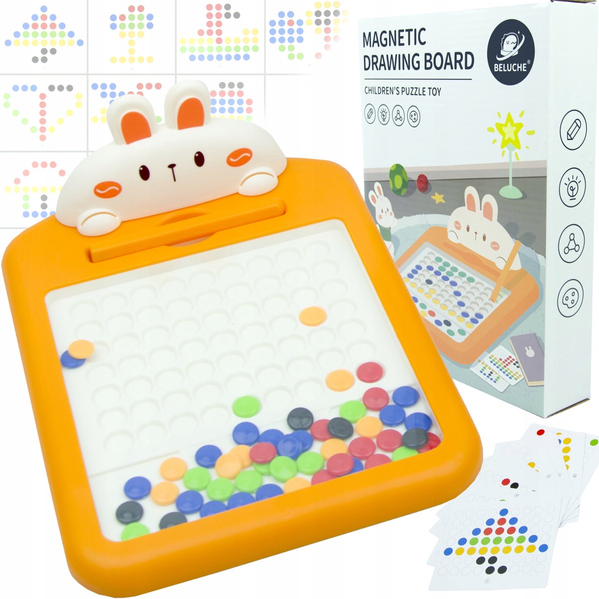 LandToys - Magnetische Tekenbord - 16 Sjablonen - Oranje - Educatief