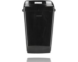 Poubelle 30 Litres Noire avec Couvercle – Poubelle de Cuisine – Poubelle en Plastique – Poubelle Compacte – Tri des Déchets – 30L – 50x30x22 cm – Utilisation Intérieure & Extérieure