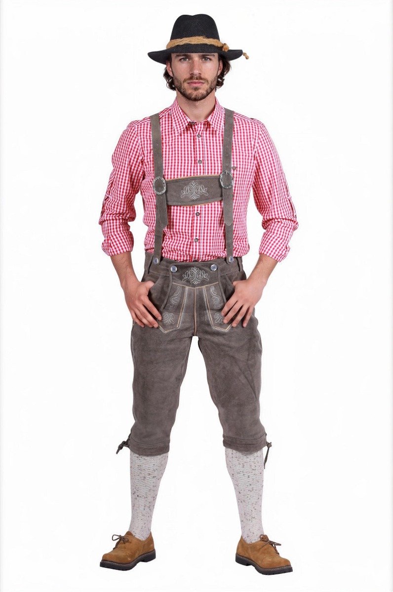 Lederhose Ulrich Grijs Volwassenen Mannen Grijs Oktoberfest Maat 46 Thetru