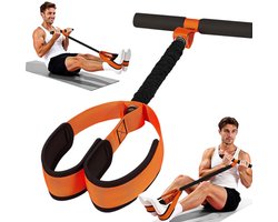 Elastische Buikspiertrainer - Fitnessweerstandsband - Buikspiertrainer - Weerstandsbanden - Elastische Weerstandsbanden - Sport Elastiek met handvat - Total Abs - Workout Apparatuur - geschikt voor thuisworkouts en training - oranje