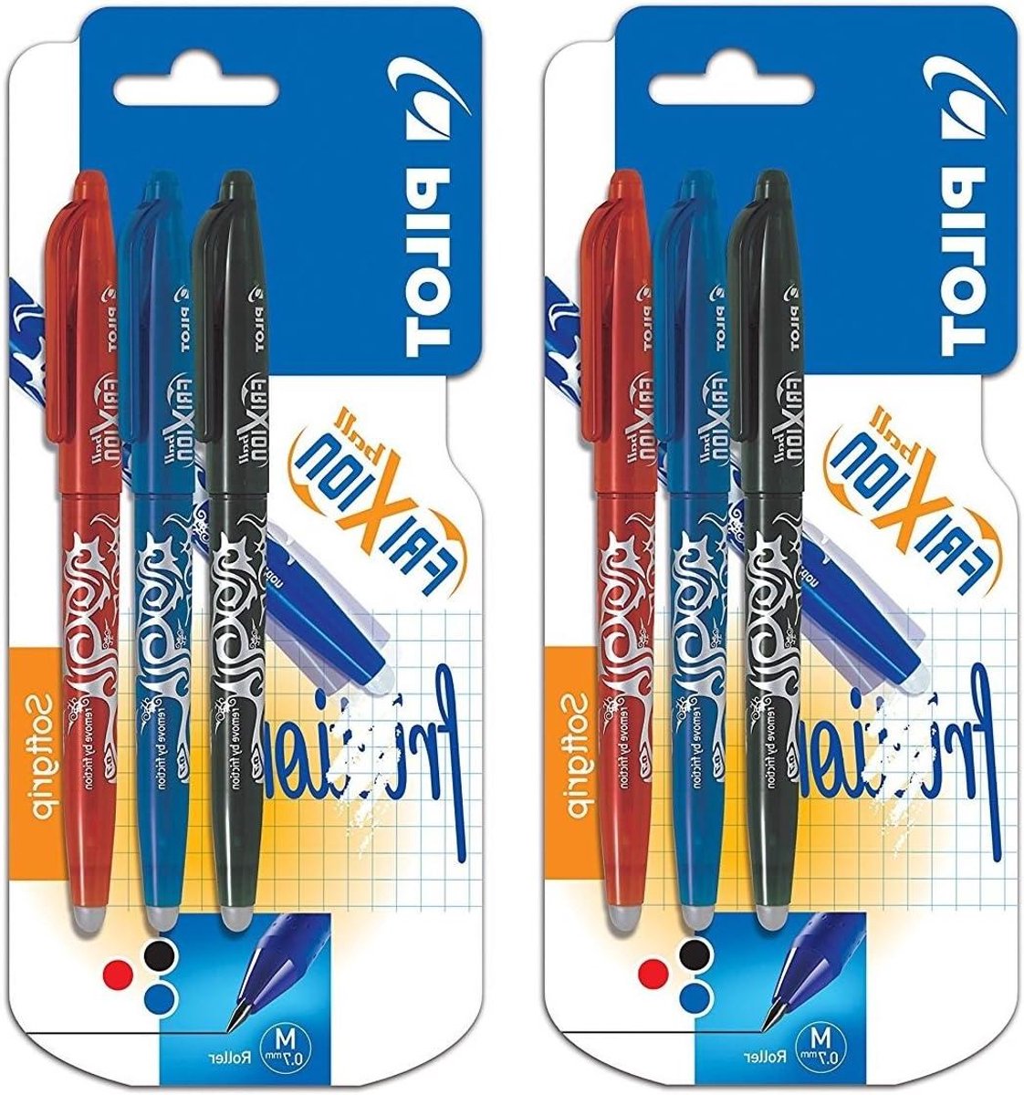 Uitwisbare Balpennen - Weggom Pen - Fouten Corrigeren - Warmtegevoelige Inkt - 3 stuks - Zwart Rood Blauw