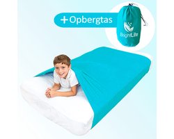 BrightLife Slaaptunnel voor Kinderen – Knuffellaken - Dekbedovertrek - Alternatief voor Verzwaringsdeken - Peuterbed - Bedtunnel - Verbetert Nachtrust - Tegen Slapeloosheid - Helpt met SPD, Angst, ADHD, Autisme - Blauw