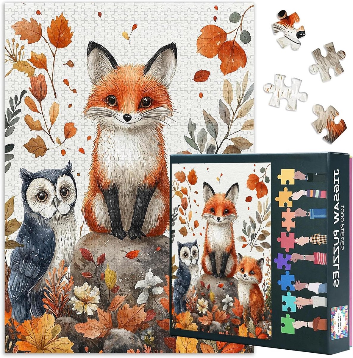 Puzzel 1000 stukjes - Legpuzzel Volwassenen - Ontspannen Vrije Tijd - Gedetailleerd Uil Ontwerp - 70 x 50 cm - Multicolor