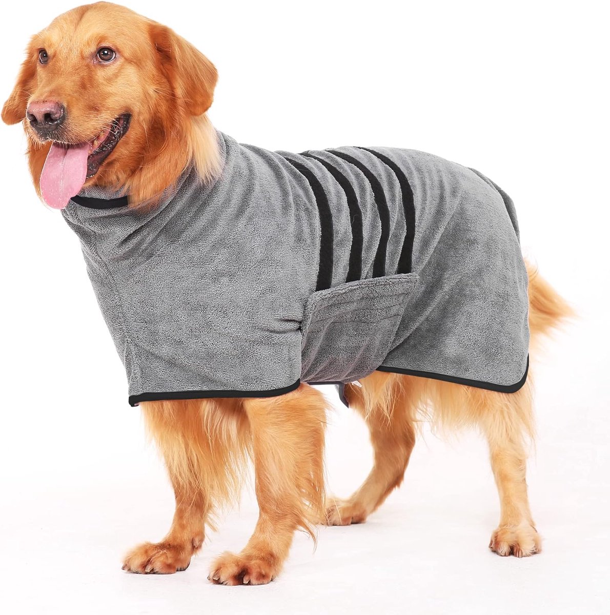 Badjas voor Honden - Microvezel Sneldrogende Badjas - Super Absorberende Handdoek voor Middelgrote en Grote Honden - Zwart XL - Dier Benodigdheden