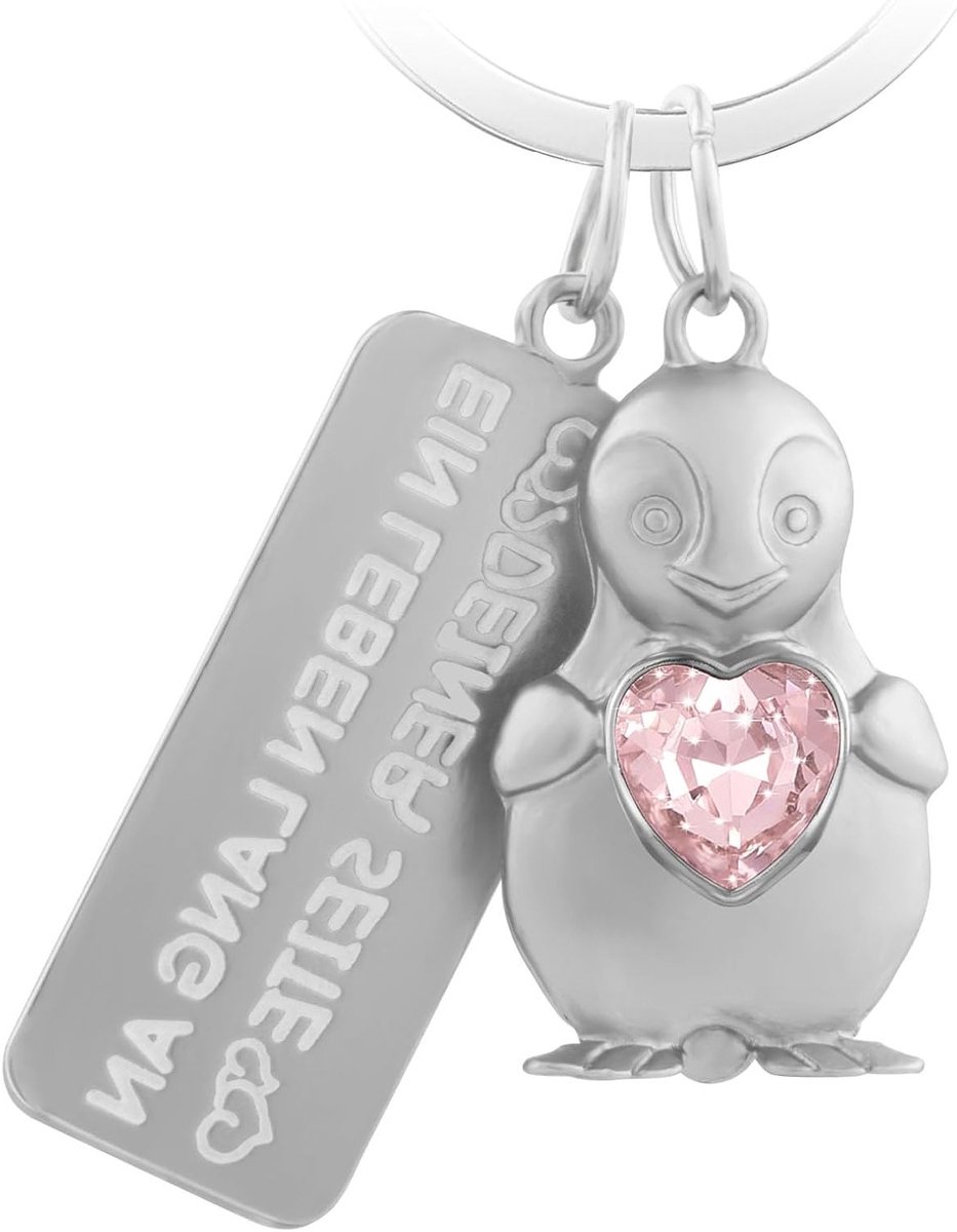 Romantische Sleutelhanger met Gravure "Ein Leben Lang an Deiner Seite", Gelukssymbool voor Vriendin, Perfect Cadeau voor Stellen en Verliefden, Hartvormige Hanger