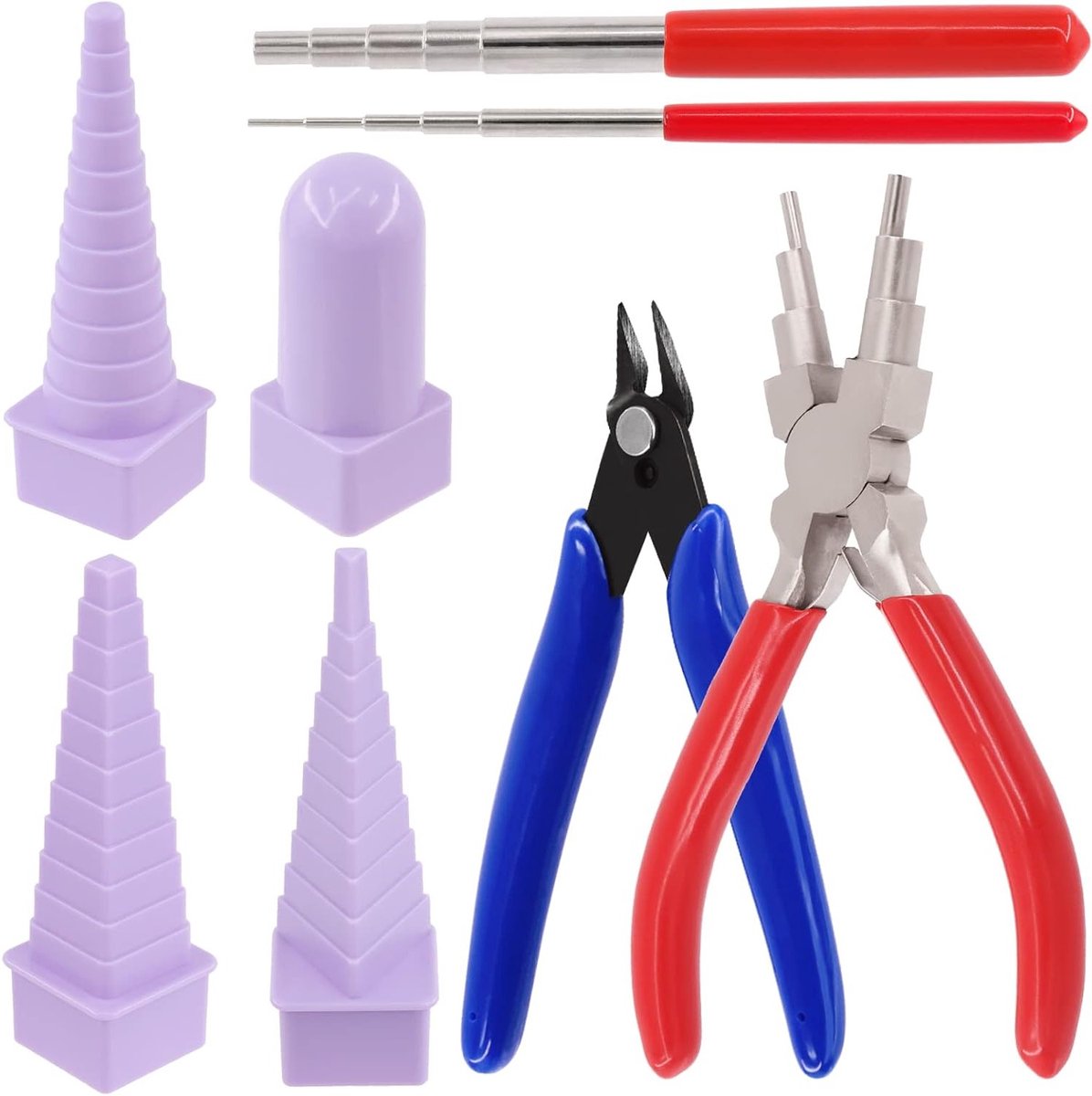 8-delige Set met Draadlusgereedschap, inclusief Draadlusdorn, 6-in-1 Ringvormtangen en Draadknipper voor Sieraden en Oorbellen maken