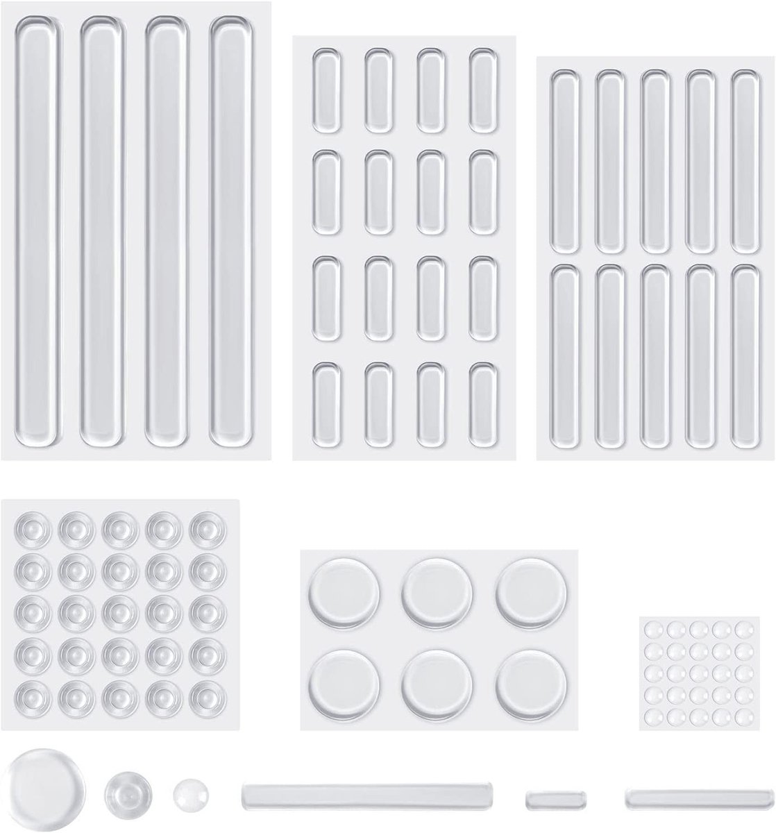 Elastic Buffers 86pcs - Transparante Siliconen Pads, Zelfklevende Rubber Voetjes voor Meubels, Deuren en Apparaten