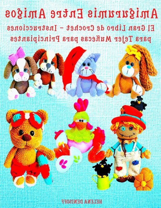 Six personnages amigurumi au crochet : chiots, chat, lapin, ours, oiseau et garçon, avec texture et couleurs vives.