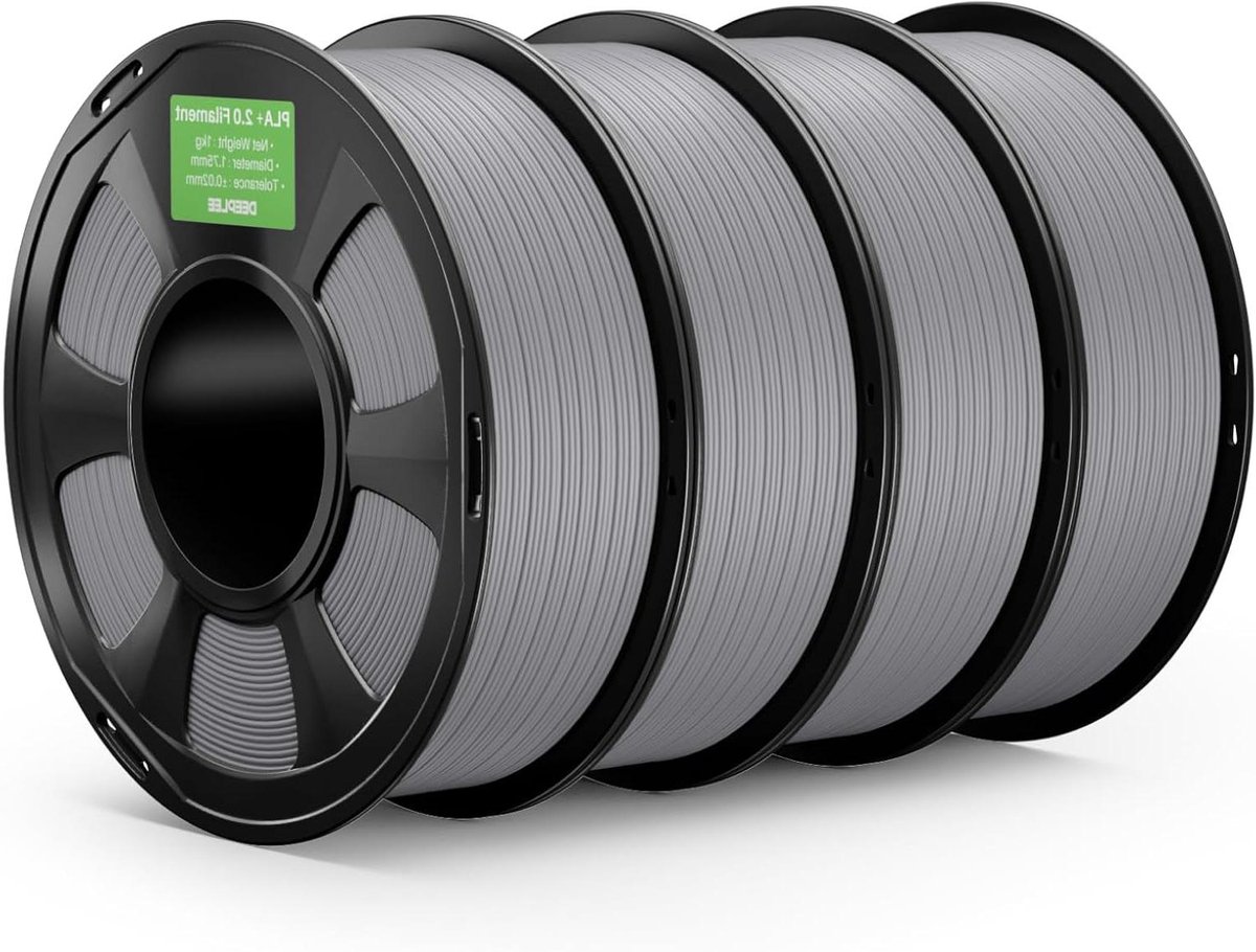 PLA+ Filament - 3D Printer Filament - 3D Printen - Verbeterde Slagvastheid - 4 kg - Grijs