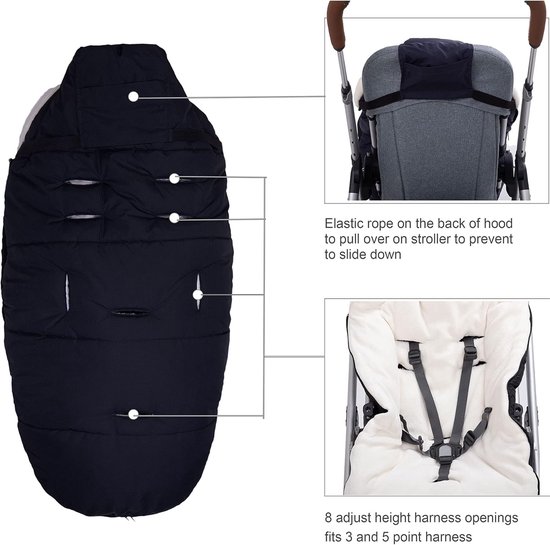 Winter Voetenzak - Baby Bunting Bag - Kinderwagen Warm Houden - Waterdicht Winddicht Materiaal - 978x495 cm - Grijs — afbeelding 3