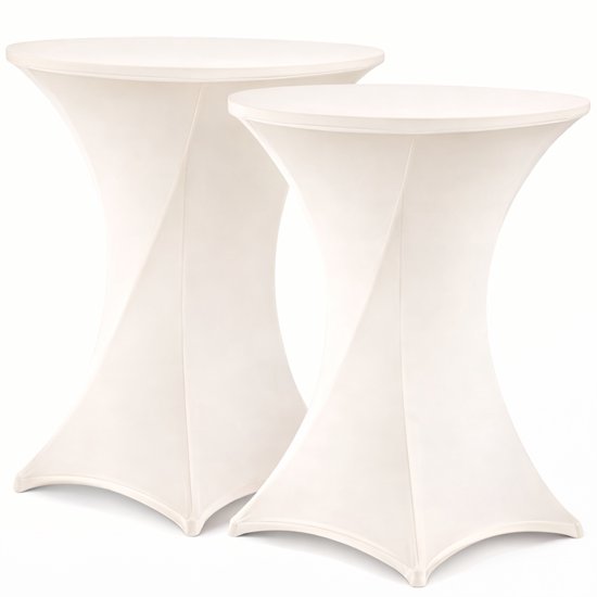 BOTC Tafelhoezen - Statafelrok - 2 stuks - 80*110cm - Partytafel - Tafelrok voor statafel - Gebroken Wit
