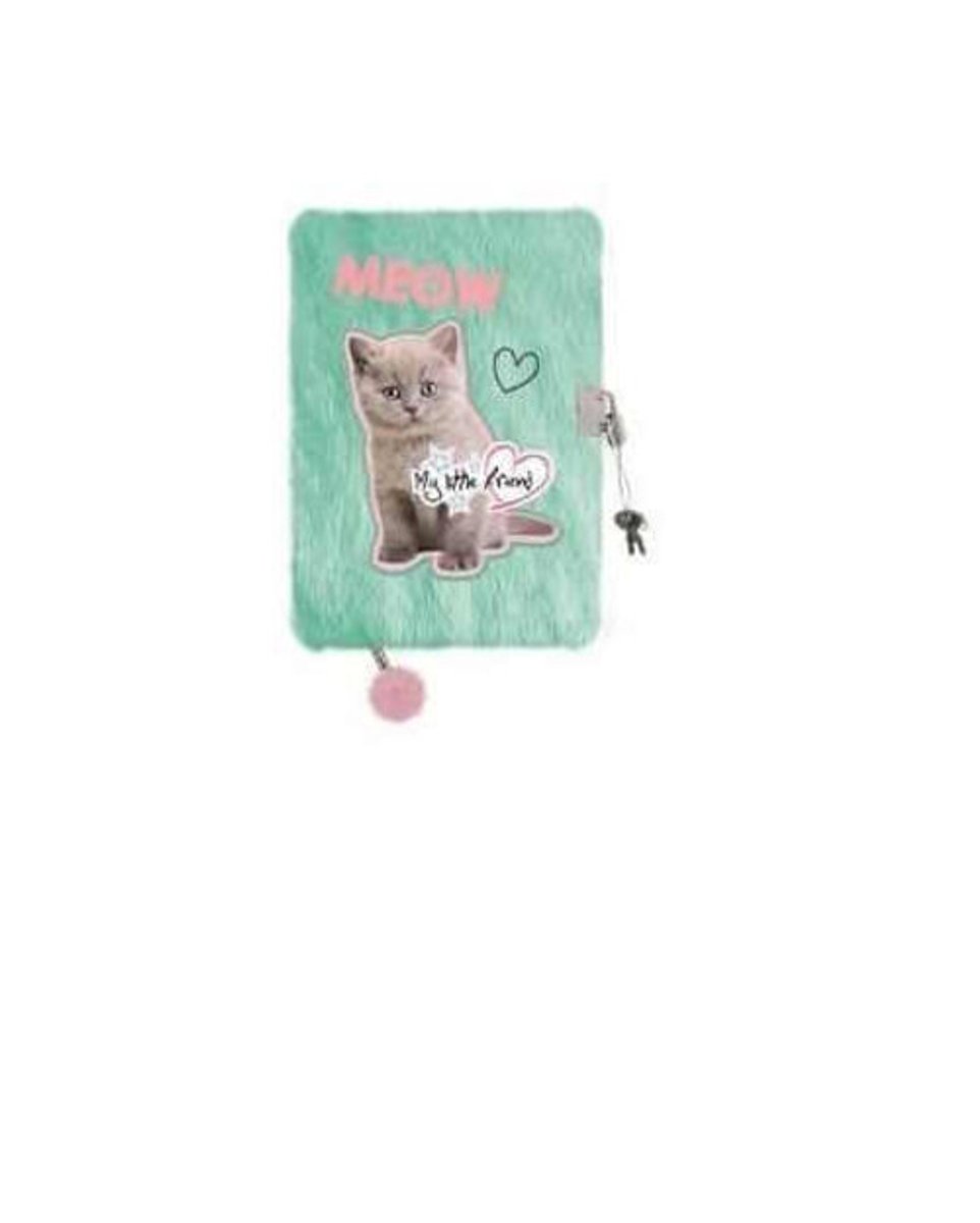 Majewski My Little Friend - Dagboek met Slot - Mint Kleurige Kattendessin - A5 - 96 Pagina's