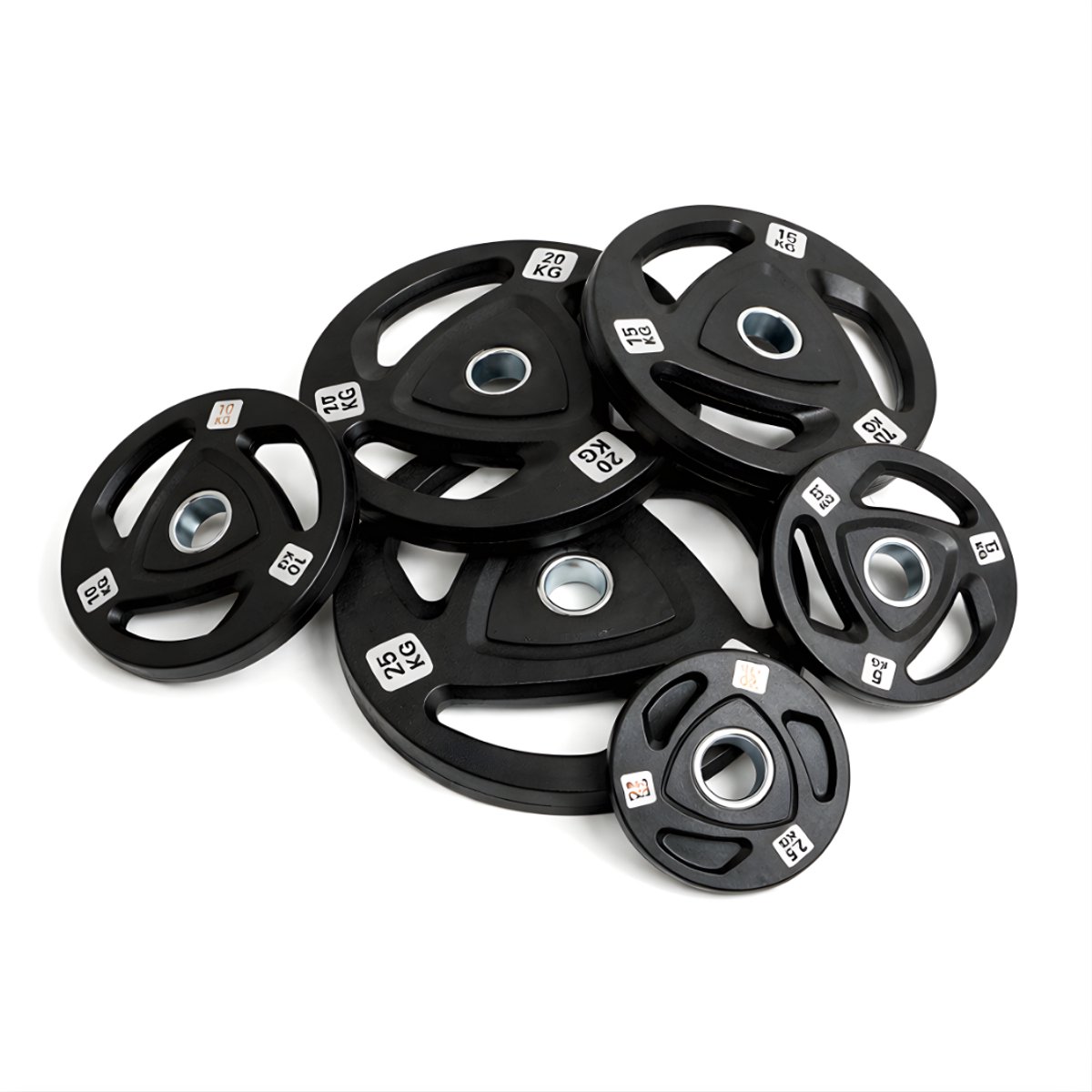 PH Fitness Premium Olympische Rubberen Halterschijven 295KG Voordeelset - Tri Grip Plates - 50 mm - Zwart