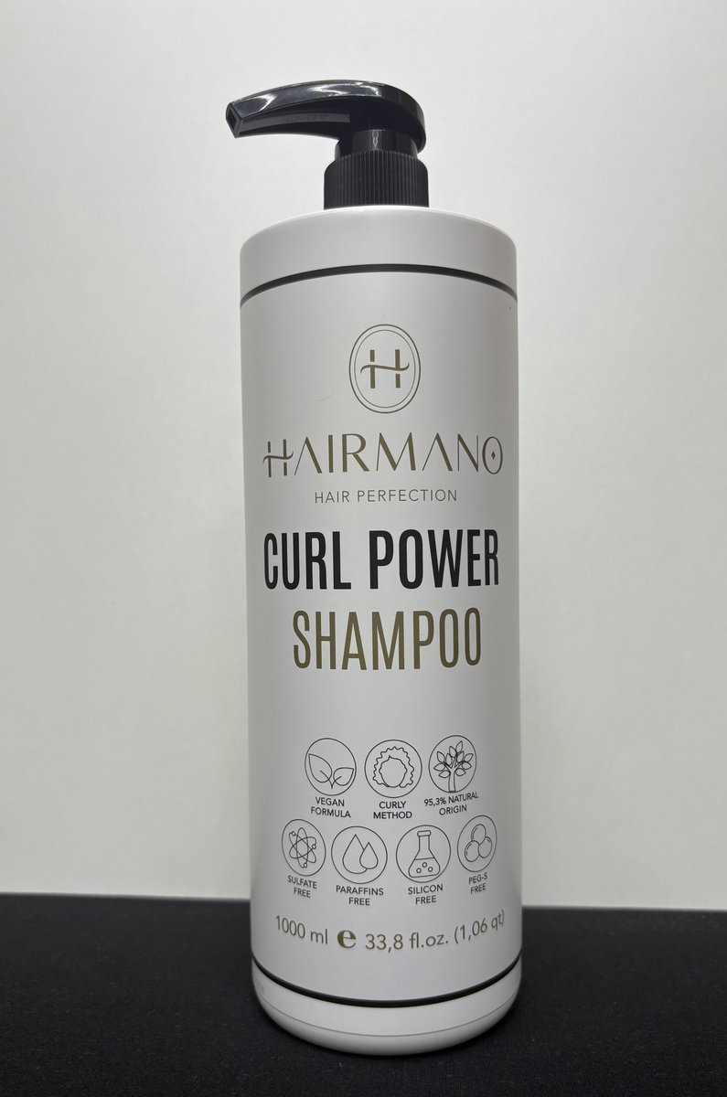 HAIRMANO CURL POWER SHAMPOO - 1000ml - Krulversterkende Shampoo met Kokos & Macadamia Olie - Vegan - Sulfaat- & Siliconenvrij